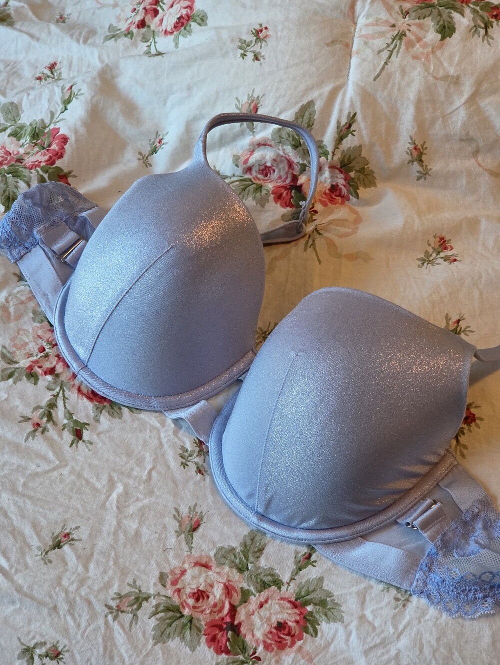 La Senza Sz 34D Periwinkle Shimmer Push Up Bra Coquette 💙 Mermaidcore Fairycore
